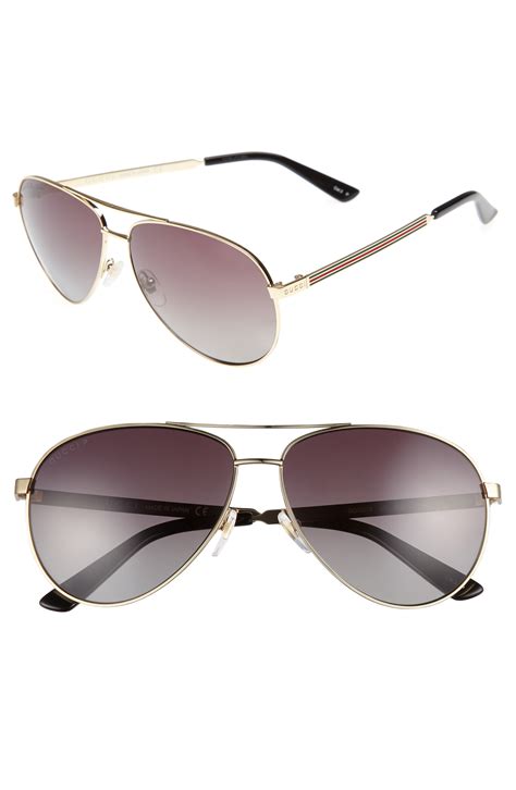 gucci 61mm polarized aviator sunglasses|Gucci oversized aviator sunglasses.